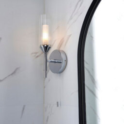 Luminosa Lighting Luminosa Casoria Bathroom Glass Wall Lamp, Chrome Plate, Ribbed Glass, Ip44 - thumbnail 4