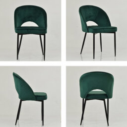 Lakeland Furniture Flair Green Velvet Black Leg Dining Chair - thumbnail 2