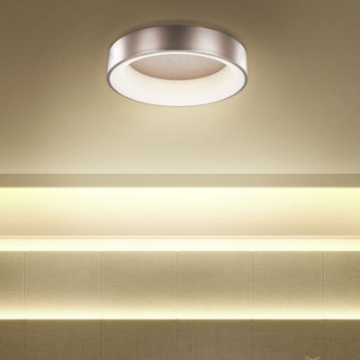 Beliani Round Ceiling Lamp Light Brown With Integrated Led, 61Cm Diameter, Contemporary Steel Finish - image 1