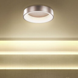Beliani Round Ceiling Lamp Light Brown With Integrated Led, 61Cm Diameter, Contemporary Steel Finish - thumbnail 1