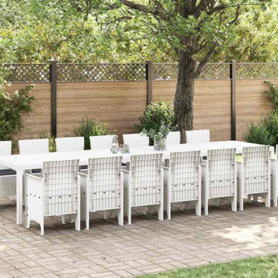 Berkfield Garden Dining Set 15 Pcs White Polt Rattan - image 1