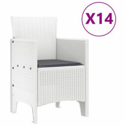 Berkfield Garden Dining Set 15 Pcs White Polt Rattan - thumbnail 5