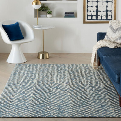 Ivory Handmade Wool ,abstract Geometric,modern Rug For Bedroom & Living Room-160Cm X 221Cm - image 1