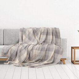 Ehc Premium  Reversible 100% Cotton Large 225 X 250 Cm Tartan Throws For Sofa, Bedspread,, Grey - thumbnail 2
