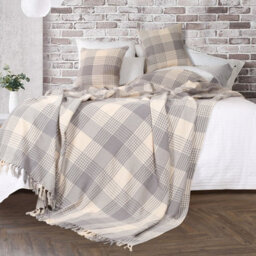 Ehc Premium  Reversible 100% Cotton Large 225 X 250 Cm Tartan Throws For Sofa, Bedspread,, Grey - thumbnail 3