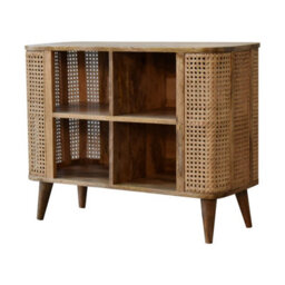 Wyld Haus Molveno Open Double Cabinet In Mango Wood With Natural Rattan Accents - thumbnail 2