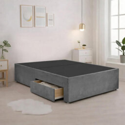 Luxury Grey Plush Milan Single Bed Frame With Mattress 54 Inches Wingback Headboard 2 Footend Storage Drawers - thumbnail 6