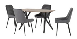 Seconique Athens Rectangular Dining Set With Avery Chairs - Medium Oak Effect/black/grey Velvet - thumbnail 1