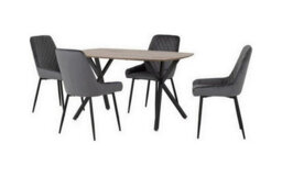 Seconique Athens Rectangular Dining Set With Avery Chairs - Medium Oak Effect/black/grey Velvet - thumbnail 2
