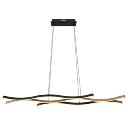 Luminosa Lighting Luminosa Geronimo Pendant Ceiling Light Matt Black, Wood Effect 3X Led 3000K - thumbnail 3
