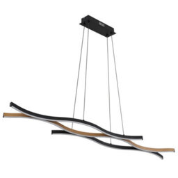 Luminosa Lighting Luminosa Geronimo Pendant Ceiling Light Matt Black, Wood Effect 3X Led 3000K - thumbnail 2