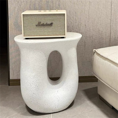 Fativo U Shape Concrete Side Table, 42.5X33X45Cm Indoor & Outdoor Accent Table, Lightweight Concrete, Off White - image 1