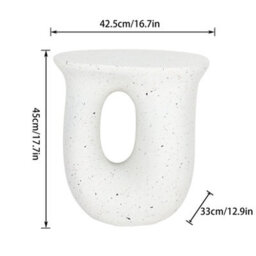 Fativo  U Shape Concrete Side Table Lightweight Patio Accent Table Art Indoor/outdoor Table, White - thumbnail 2