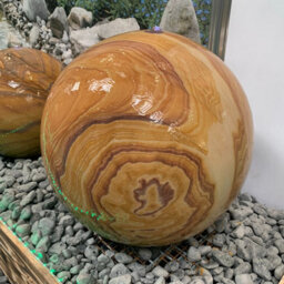 Outdoor Living UK Sandstone Sphere 50Cm Natural Stone Water Feature With Cover With Sump Kit
