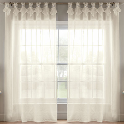 Luxury Living Linen Look Voile Tab Top Curtain Pair 147Cm X 274Cm Cream - image 1
