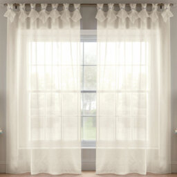 Luxury Living Linen Look Voile Tab Top Curtain Pair 147Cm X 274Cm Cream