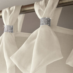 Luxury Living Linen Look Voile Tab Top Curtain Pair 147Cm X 274Cm Cream - thumbnail 2
