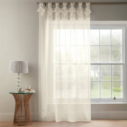 Luxury Living Linen Look Voile Tab Top Curtain Pair 147Cm X 274Cm Cream - thumbnail 4