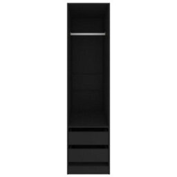 Walplus Wardrobe With Drawers Black 50X50X200 Cm Engineered Wood - thumbnail 4