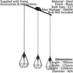 Modern Black Wire Cage Ceiling Spot Light With 2 Matching Wall Sconces - thumbnail 2