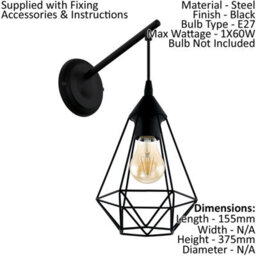 Modern Black Wire Cage Ceiling Spot Light With 2 Matching Wall Sconces - thumbnail 3