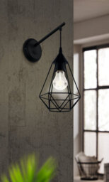 Modern Black Wire Cage Ceiling Spot Light With 2 Matching Wall Sconces - thumbnail 5
