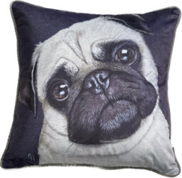 Aspect Furniture Pug Dog Print Square Cushion,grey. 45X45Cm - thumbnail 2