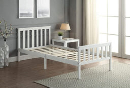 Home Treats Single White Wooden Bed Frame 3Ft Slatted Bed For Adults Children Teenagers - thumbnail 4