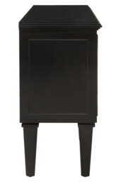 Orsina Black Finish Sideboard, Black Wooden Cabinet Featuring Circular Lattice Overlay Convex Mirrors - thumbnail 2