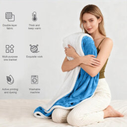 Aspire Homeware Sky Blue Sherpa Fleece Sofa Throw Blanket, Double (L)200Cm X (W)150Cm - thumbnail 5