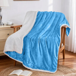 Aspire Homeware Sky Blue Sherpa Fleece Sofa Throw Blanket, Double (L)200Cm X (W)150Cm - thumbnail 2