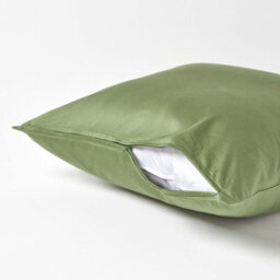 Homescapes Moss Green Continental Pillowcase Organic Cotton 400 Tc, 40 X 40Cm - thumbnail 3