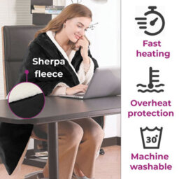 Neo Electric Heated Throw Over Blanket - Black - thumbnail 4