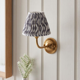 Luminosa Lighting Luminosa Dome Arc Brushed Aged Brass Plate Wall Light With Pearl Grey Fabric Ripple Shade 16Cm B22 - thumbnail 3