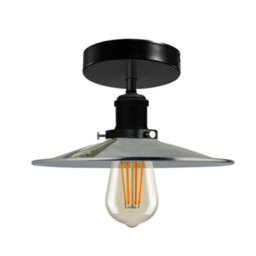 Vintage Ceiling Light Semi Flush Mount E27 Base For Living Room Bedroom Metal 22Cm Shade Easy Fit With Bulb Satin Nickel - thumbnail 1