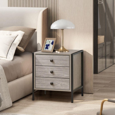 Alva Grey Oak 3 Drawer Bedside Table Chest Nightstand Bedroom Furniture Storage - image 1