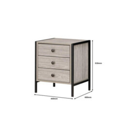 Alva Grey Oak 3 Drawer Bedside Table Chest Nightstand Bedroom Furniture Storage - thumbnail 3