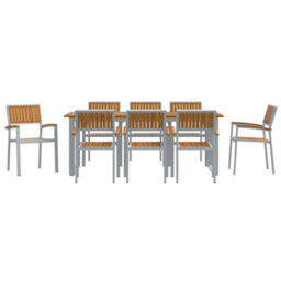 Berkfield Garden Dining Set 9 Pcs Grey And Brown 200 X 90 X 75 Cm - thumbnail 7