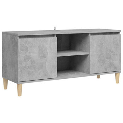 Vidaxl Tv Cabinet With Solid Wood Legs Concrete Grey 103.5X35X50 Cm - image 1