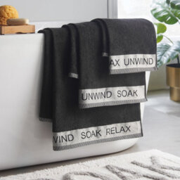 Catherine Lansfield Relax And Unwind Bath Sheet Black - thumbnail 3