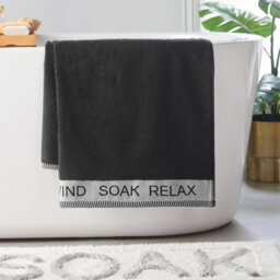 Catherine Lansfield Relax And Unwind Bath Sheet Black - thumbnail 1