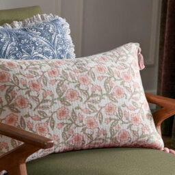 Paoletti Delphine Floral Tasselled Polyester Filled Cushion, Coral, 40 X 60Cm - thumbnail 7