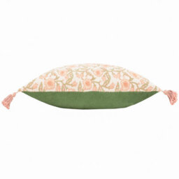 Paoletti Delphine Floral Tasselled Polyester Filled Cushion, Coral, 40 X 60Cm - thumbnail 3