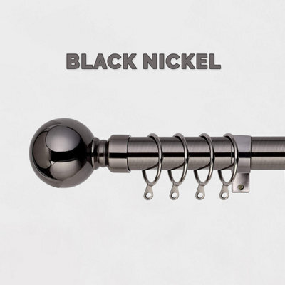 Ameha Plain Metal Ball Extendable Curtain Pole Adjustable Curtain Rod,60 mm Finials,rings,brackets(160-300 Cm, Black Nickel) - image 1