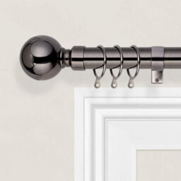 Ameha Plain Metal Ball Extendable Curtain Pole Adjustable Curtain Rod,60 mm Finials,rings,brackets(160-300 Cm, Black Nickel) - thumbnail 3