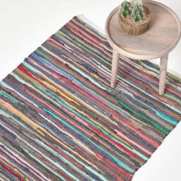 Homescapes Recycled Cotton Large Chindi Rug 150X240 Cm, Handwoven Multicoloured Rag Rug For Living Room, Bedroom, Kitchen
