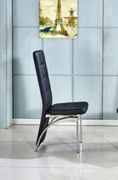 Modernique Set Of 6 Dining Chairs In Faux Leather Chrome Frame Solid Build - thumbnail 1
