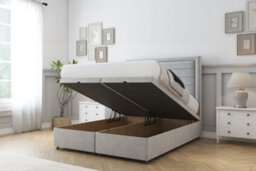 "Comfort Anna Silver Plush Ottoman Bed Base With 26"" Strutted Headboard 4'6 Double" - thumbnail 2