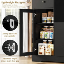 Black Sideboard, Kitchen Cupboard Storage Cabinet With Microwave Counter, Modern - thumbnail 5