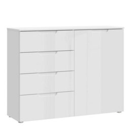 Wyld Haus Leipzig White Gloss Chest Of 4 Drawers And 1 Door - thumbnail 2
